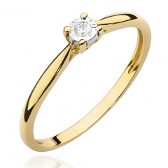 Zaręczynowy pierścionek z Brylantem 0,03ct z żółtego/białego złota pr.585